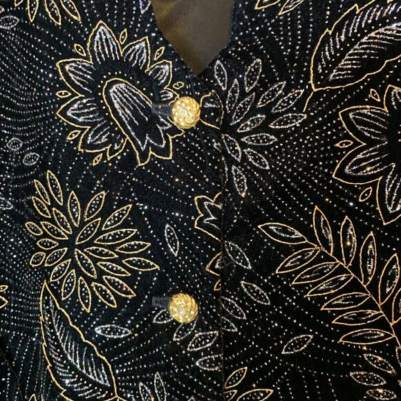 Norton McNaughton Glitzy Jacket Embroidered with Gold Threads Brocade Size 10 - Picture 5 of 5